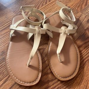 White toe strap sandal